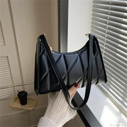 Solid Color PU Leather Underarm Crossbody