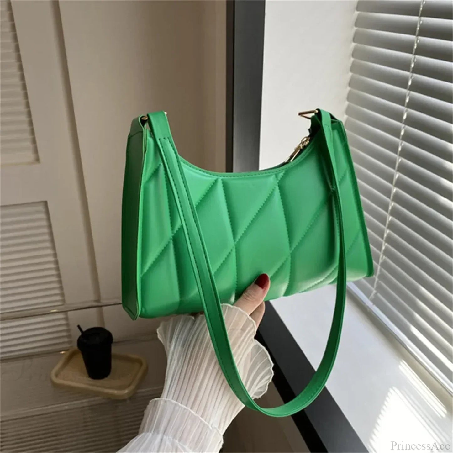 Solid Color PU Leather Underarm Crossbody