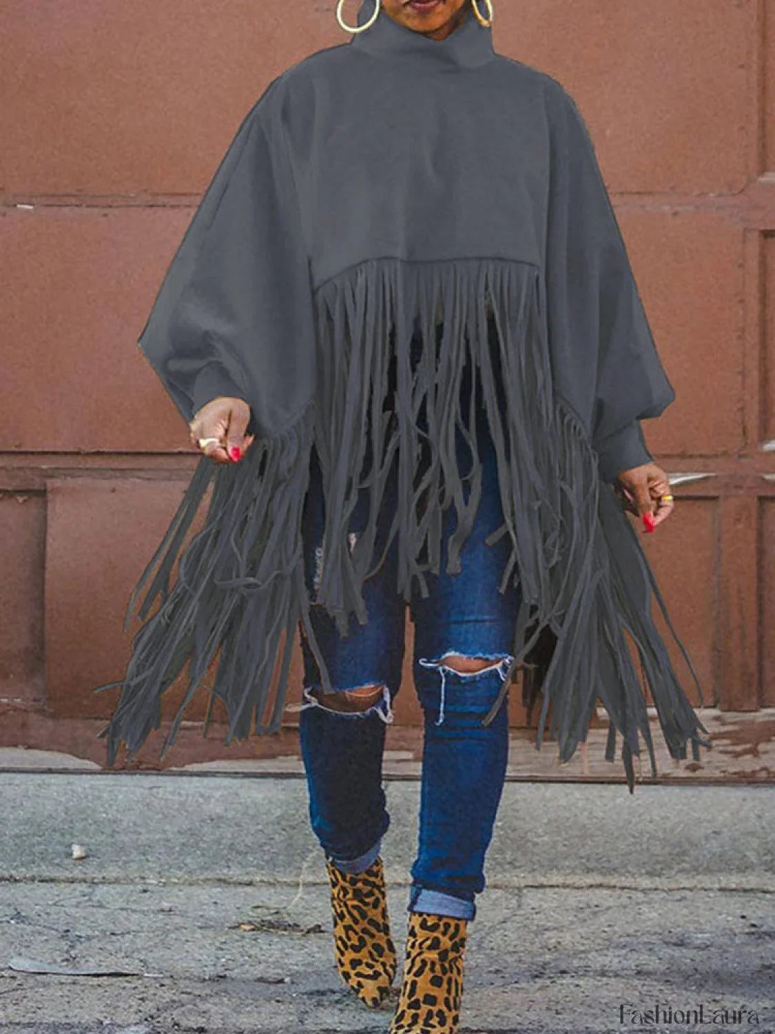 Solid Fringed Suede Top