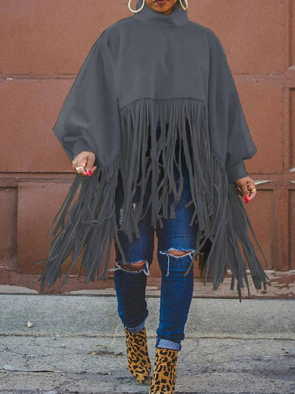 Solid Fringed Suede Top
