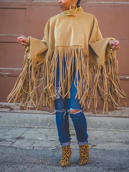 Solid Fringed Suede Top