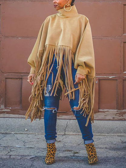 Solid Fringed Suede Top