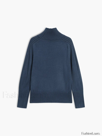 Solid High Graceful Neck Knit Sweater
