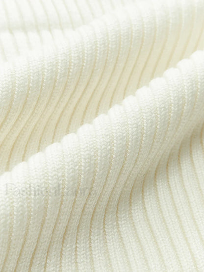 Solid High Neck Split Ribbed Knit Two Pieces Skirt Set