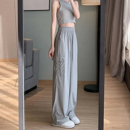 Solid High Waist Fashion Cargo Pants