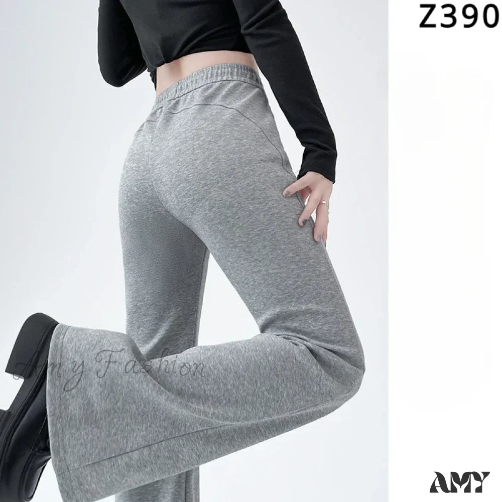 Solid High Waisted Basic Slim Fitness Flared Pants
