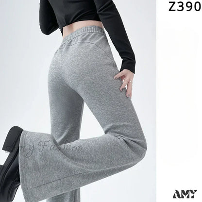Solid High Waisted Basic Slim Fitness Flared Pants