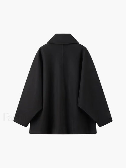 Solid Oversized Graceful Pocket Button Coat