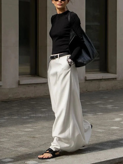 Solid Pleated Graceful Maxi Skirt