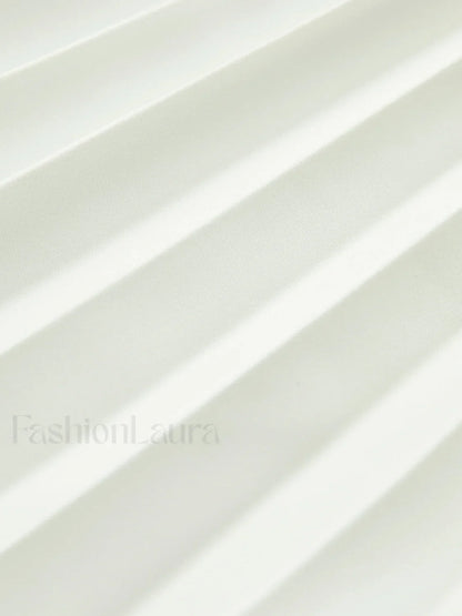 Solid Pleated Strapless Split Dress