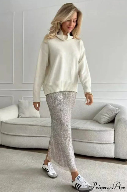 Solid Thick Short Turtleneck Loose Sweater