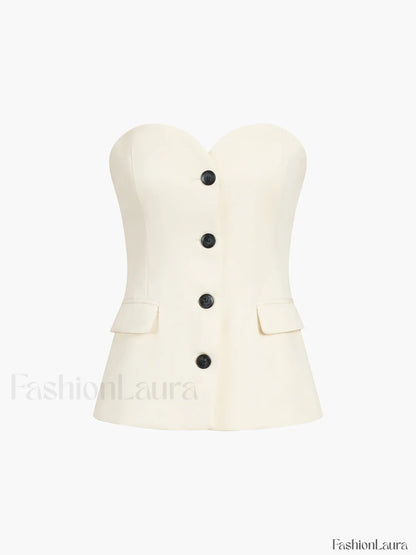 Solid Tube Top With Modern Wide Leg Pants Set