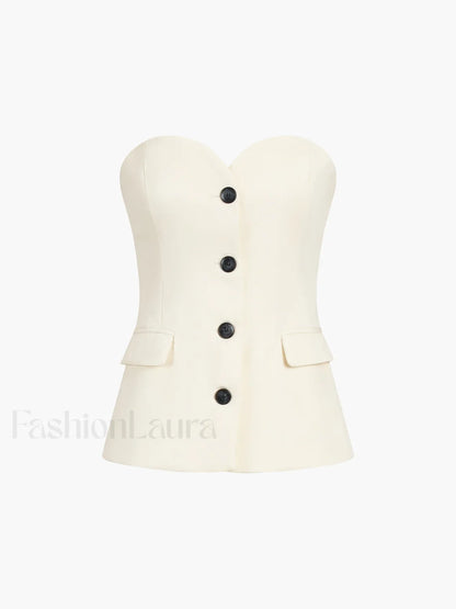 Solid Tube Top With Modern Wide Leg Pants Set