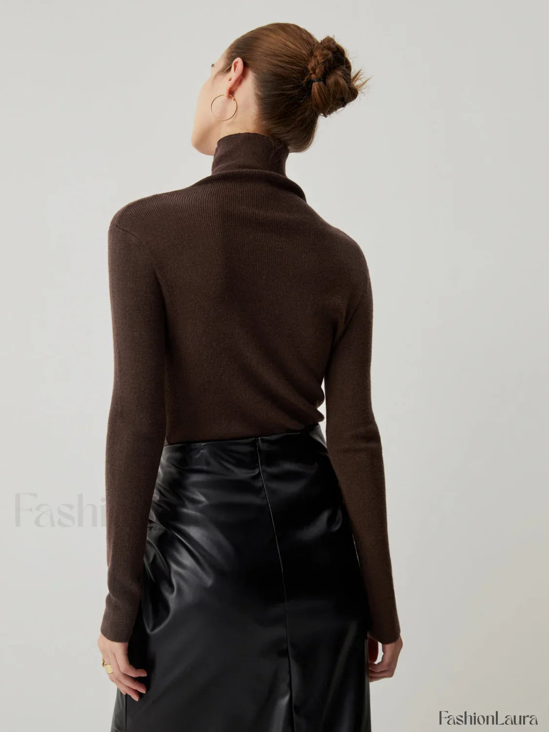 Solid Turtleneck Long Trendy Sleeve Knit Top