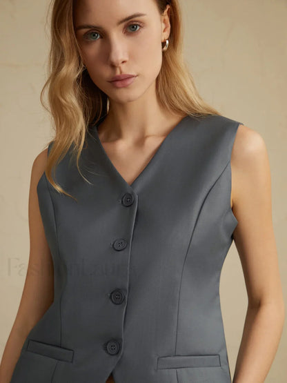 Solid Waistcoat Graceful With Shorts Set