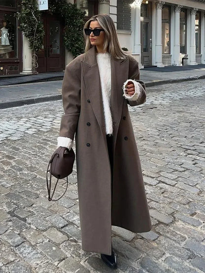Solid Woolen Lapel Full Sleeve Overcoat