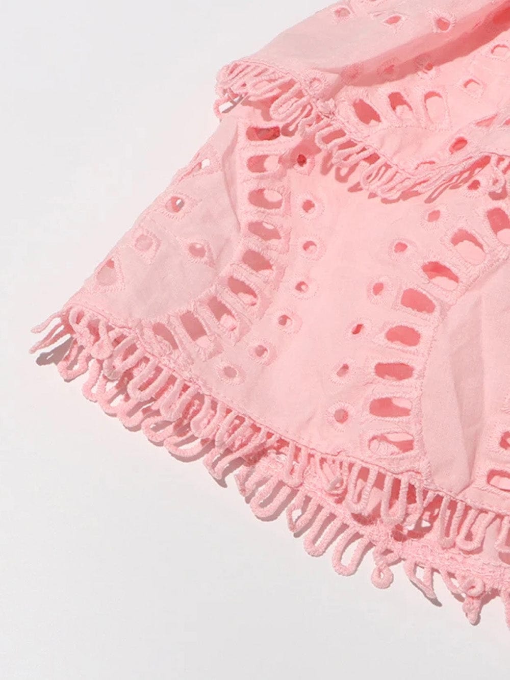 Strapless Smocked Bodice Tiered Eyelet Ruffle Mini Dress
