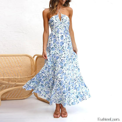 Spaghetti Strap V-neck Floral Dress
