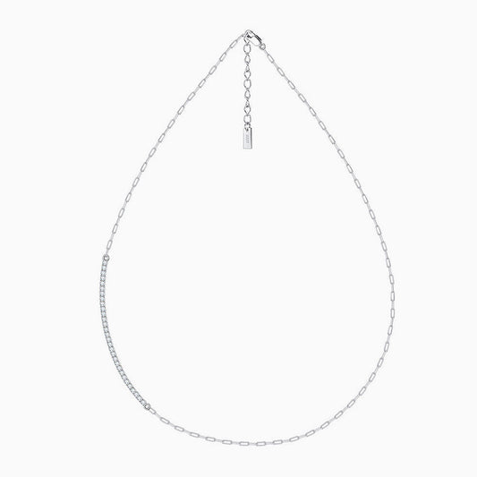 Cubic Zirconia Sterling Silver Paper Clip Choker Necklace