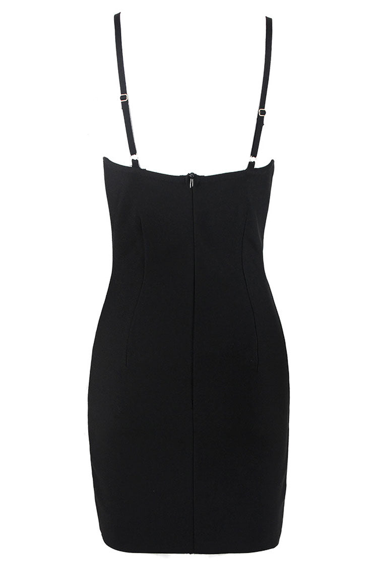 Rhinestone Floral Vine Embellished Bandage Spaghetti Strap Bodycon Mini Dress