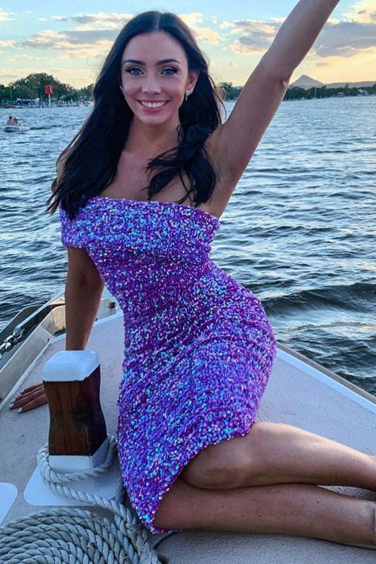Off-Shoulder Foldover Velvet Sequin Bodycon Midi Dress