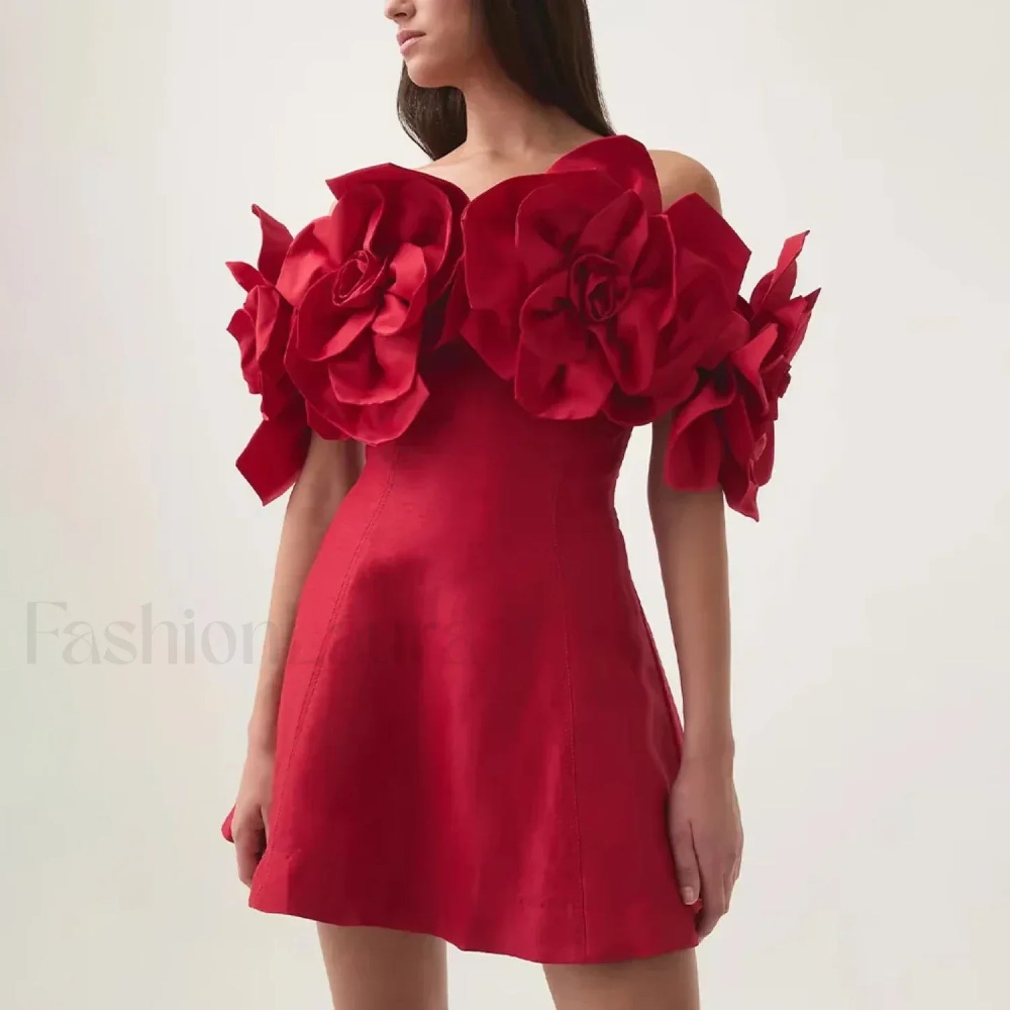 Spliced Flower Halter Mini Dress
