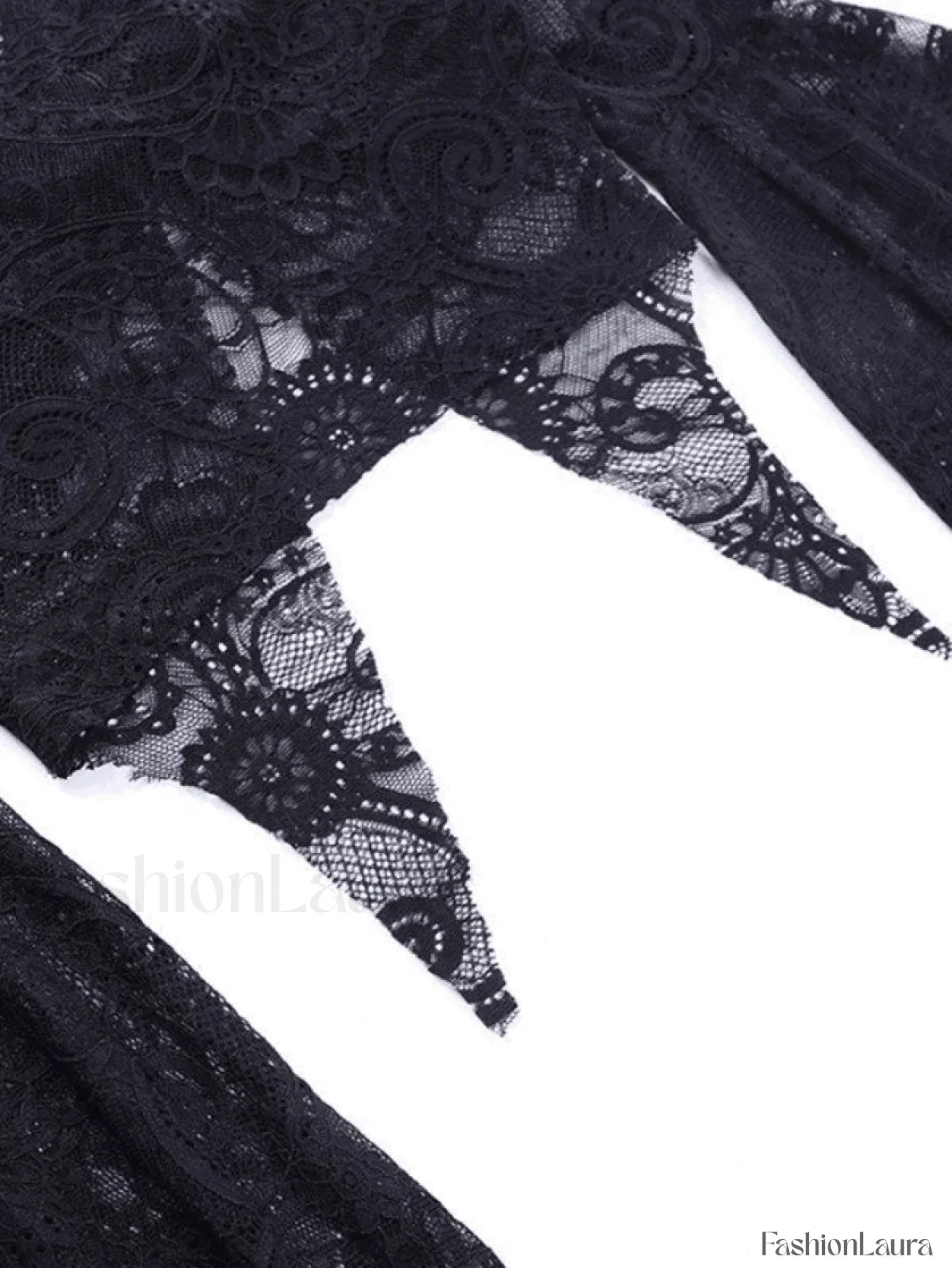 Split Lace Cropped Long Sleeve Blouse