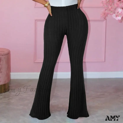 Spring Autumn Elastic Waist Solid Stripe Bodycon Sexy Casual Trouser