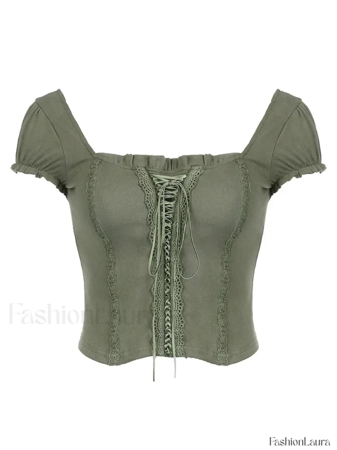 Square Collar Fairycore Balletcore Chic Short Sleeve Tee