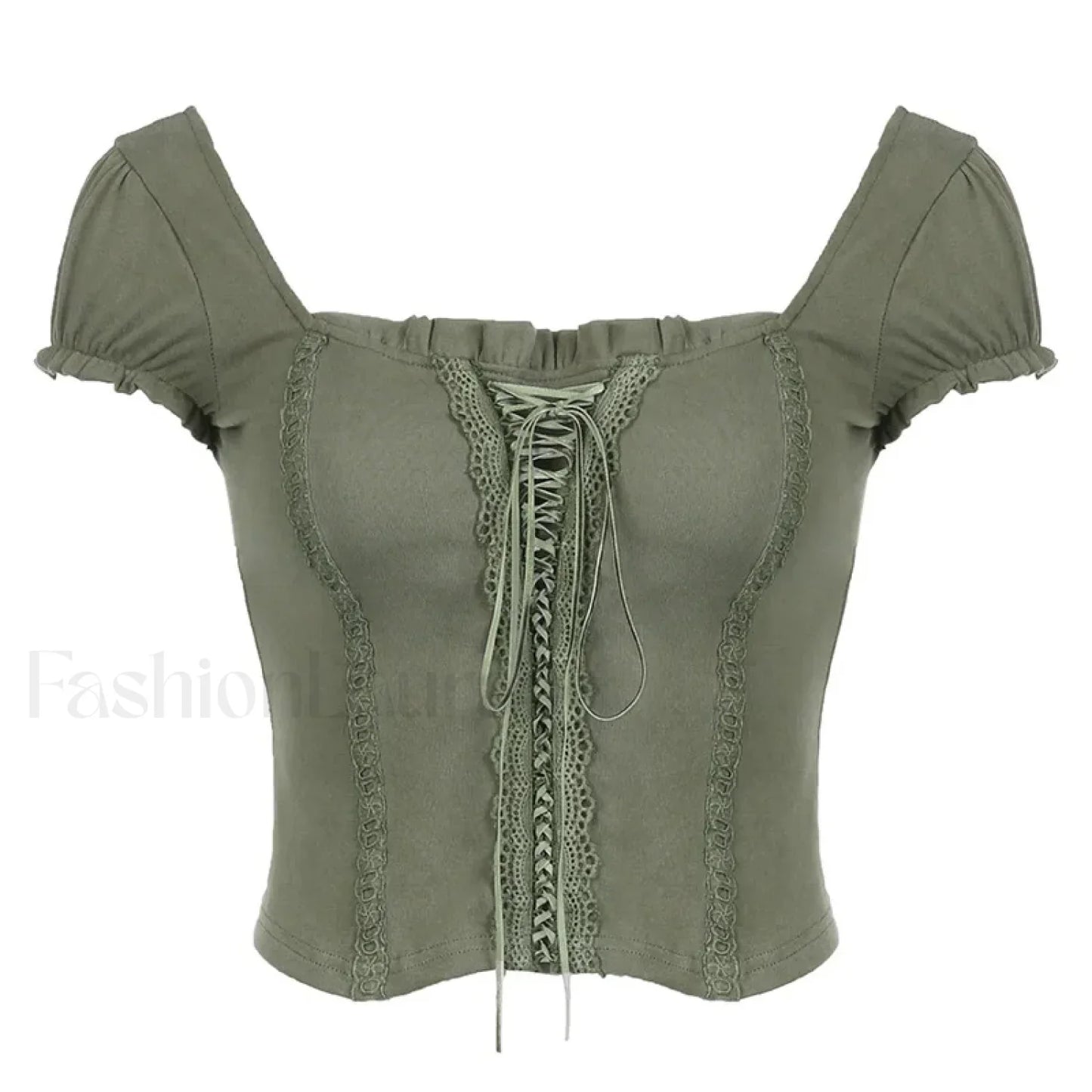 Square Collar Fairycore Balletcore Chic Short Sleeve Tee