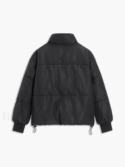 Stand Collar Zip Trendy Up Puffer Coat