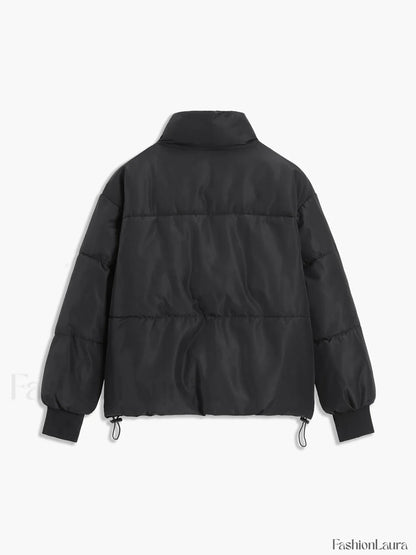 Stand Collar Zip Trendy Up Puffer Coat