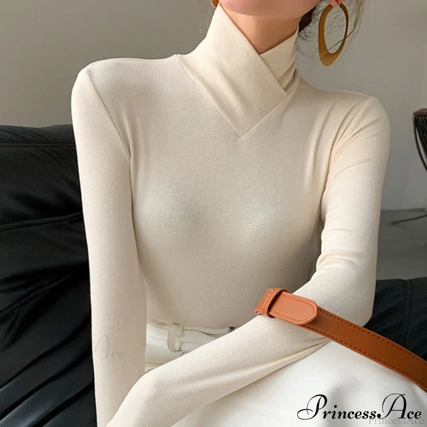 Stand-up Collar Long-sleeved Stretch T-shirt