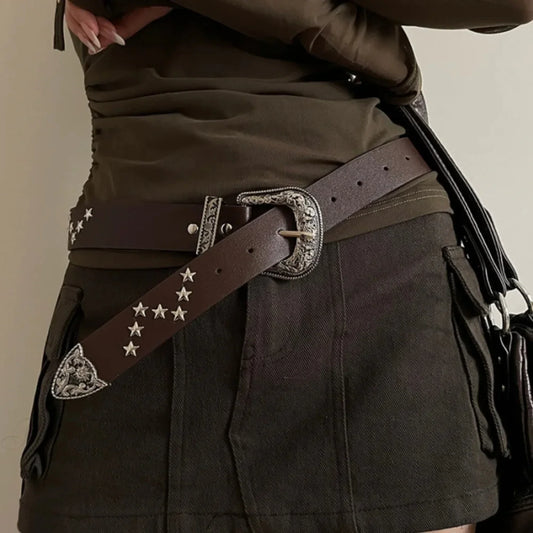 Stellar Rivet Y2K Gothic Metallic Buckle Belt