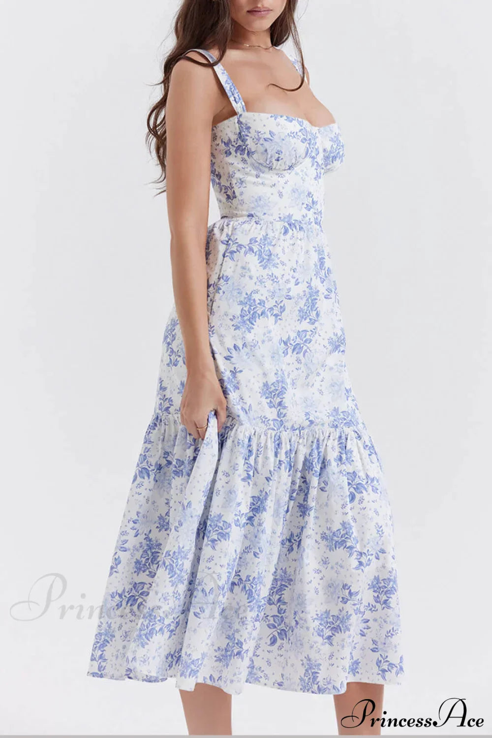 Strap A-Hem Stylish Floral Midi Dress