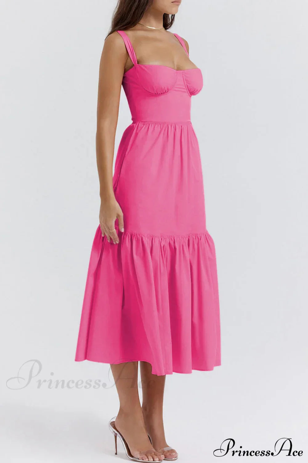 Strap Solid Color Charming A-Hem Midi Dress