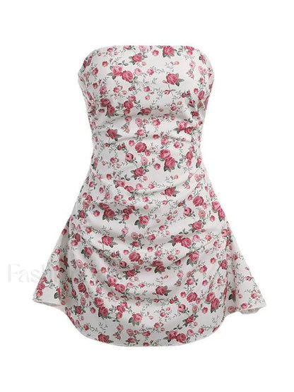 Strapless Floral Mini Dress