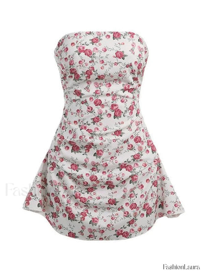 Strapless Floral Mini Dress