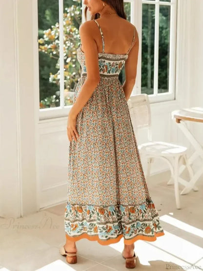 Strapless Vacation Summer Maxi Beach Boho Dress