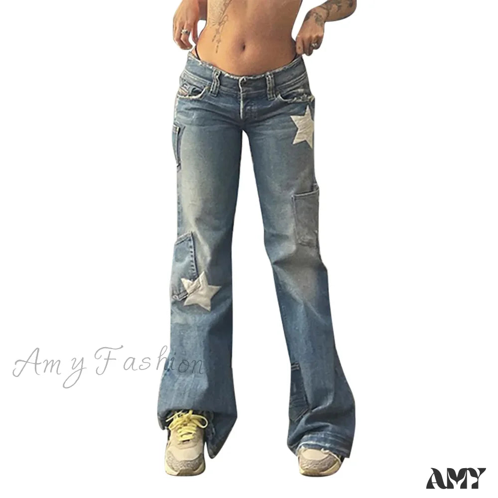 Street Vintage Washed Old Dirty High Waisted Straight Loose Trouser