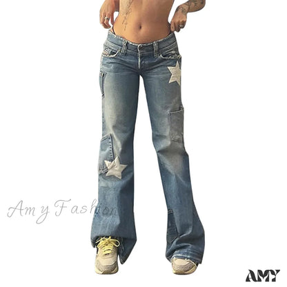 Street Vintage Washed Old Dirty High Waisted Straight Loose Trouser