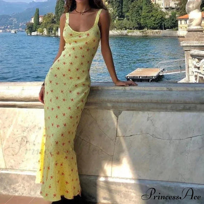 Strip Sleeve Bodycon Maxi Dress