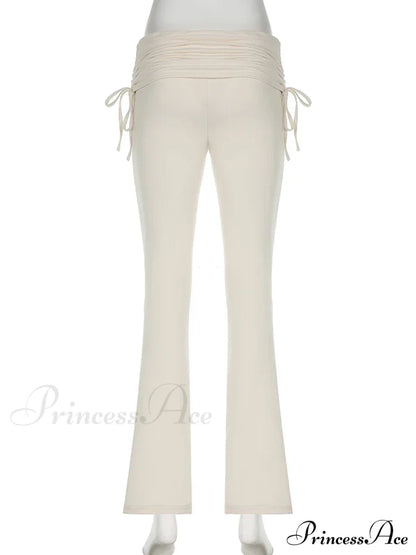 Stripe Drawstring Elastic Low Waist Baggy Sweatpants Straight Leg Pants
