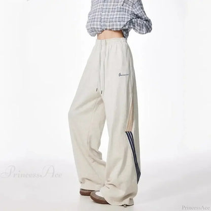 Striped Drawstring Vintage High Waist Pants
