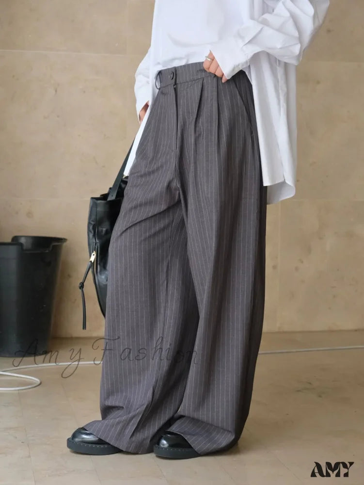 Striped High Waist Loose Spring Autumn Casual Pants