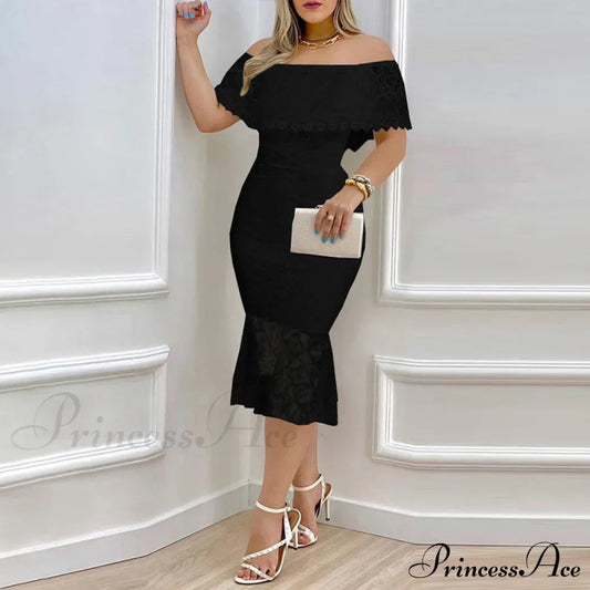 Stunner In Stylish Lace Midi Dress