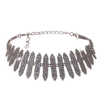 Rhinestone Choker Necklace with Silver Plating