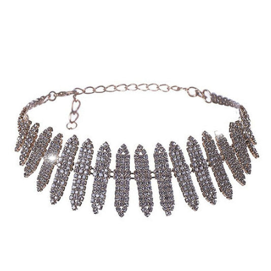 Rhinestone Choker Necklace with Silver Plating