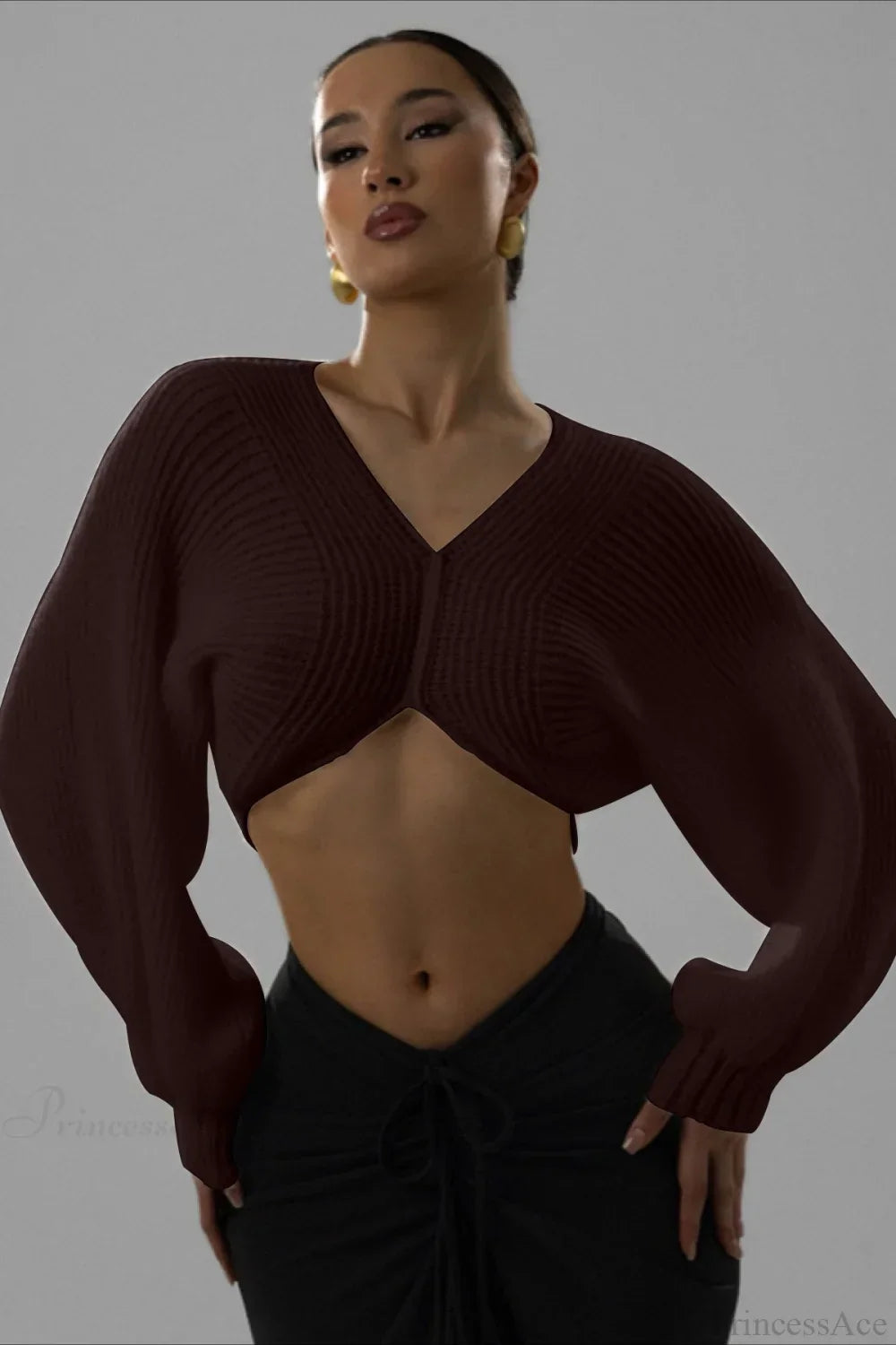 Stylish Sexy V-neck Cropped Sweater