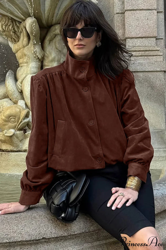Suede Cardigan Long Sleeve Coat
